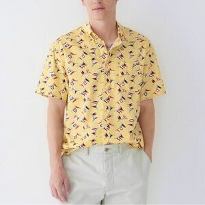 J. Crew Button Down Shirt Cotton Poplin Classic Fit Short Sleeves Pocket Chest
